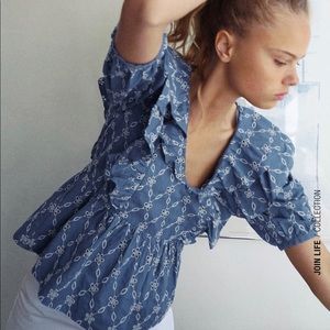 NWT Zara Openwork Embroidered Top TRF
